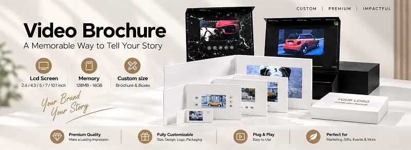 Custom LCD Video Brochures & Video Boxes