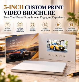 5 Inch Custom Printed LCD Video Brochure & Video Book